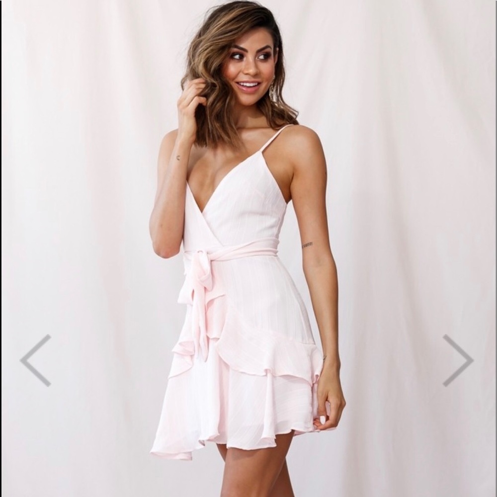 Kerry Layered Ruffle Cami Strap Dress Baby Pink